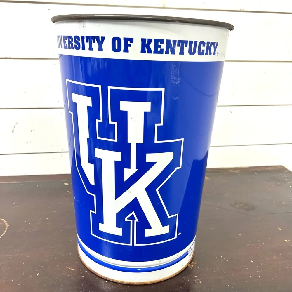 Trash can waste basket metal university Kentucky uk sports decor_4